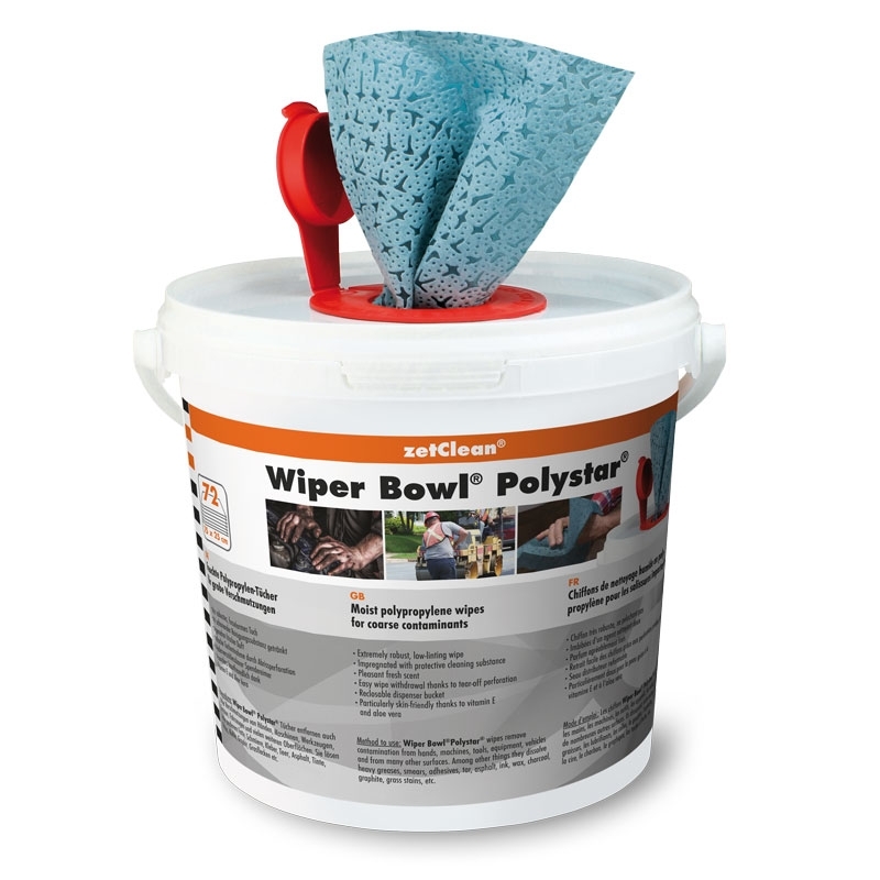 Wiper Bowl® Reinigungstücher, 25 x 25 cm, 72 feuchte Tücher im Spendereimer