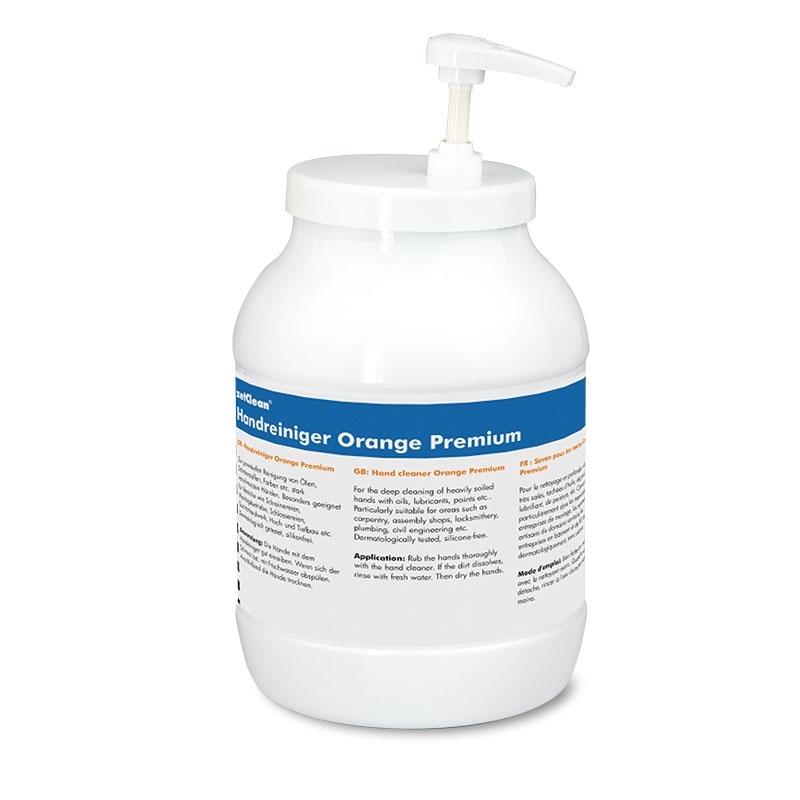 Nettoyant pour les mains HR Orange Premium, pot de 3 l avec pompe