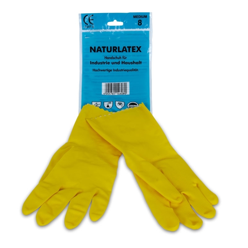 Premium Industrie- und Haushalthandschuhe, Naturlatex gelb, CE Kat. II, Gr. 9/L