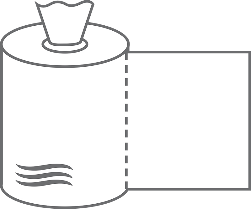 Rouleau 3 couches, perforé, déroulement intérieur en haut